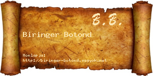 Biringer Botond névjegykártya